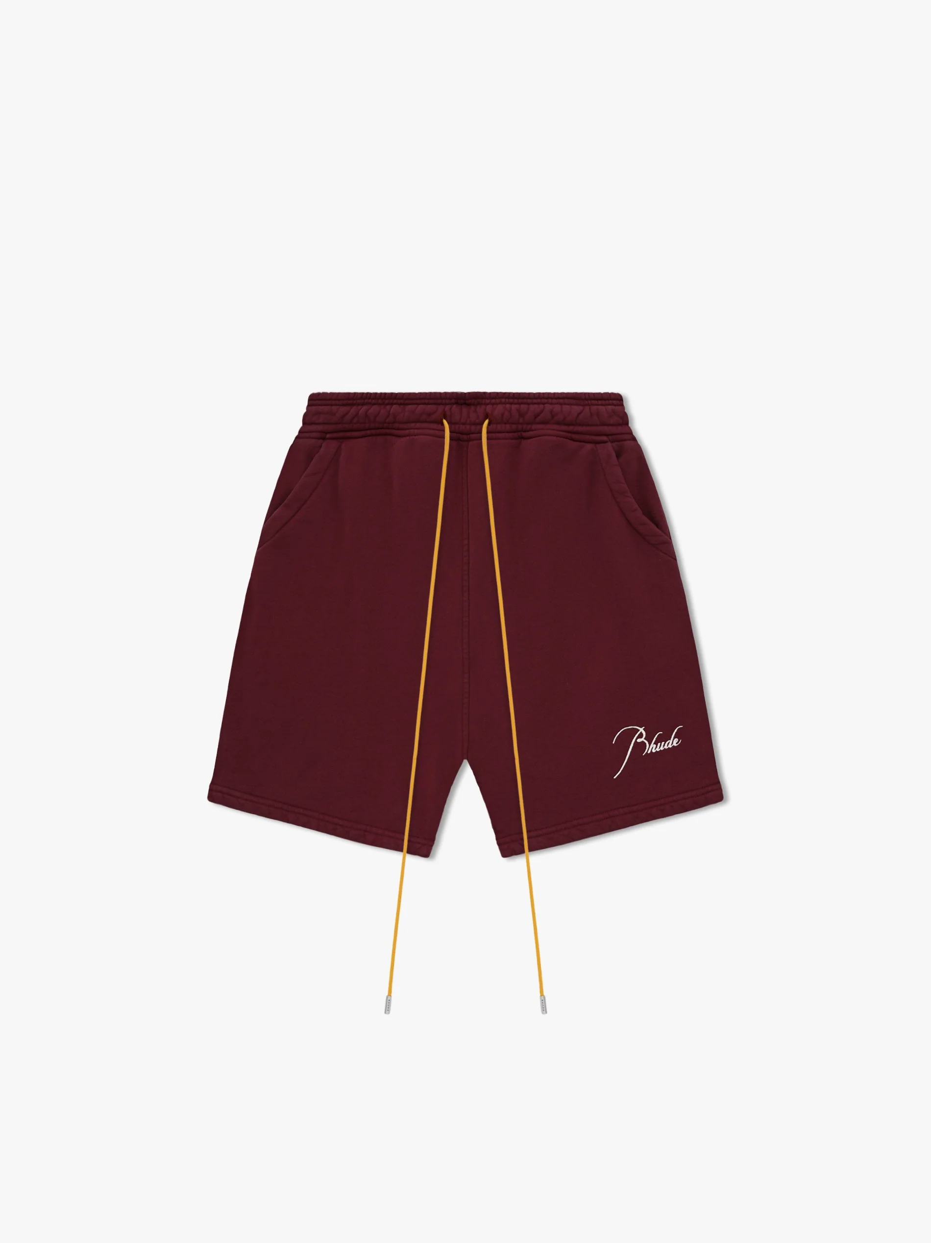 RHUDE MEN'S BURGUNDY SWEATSHORTS WITH DRAWSTRING