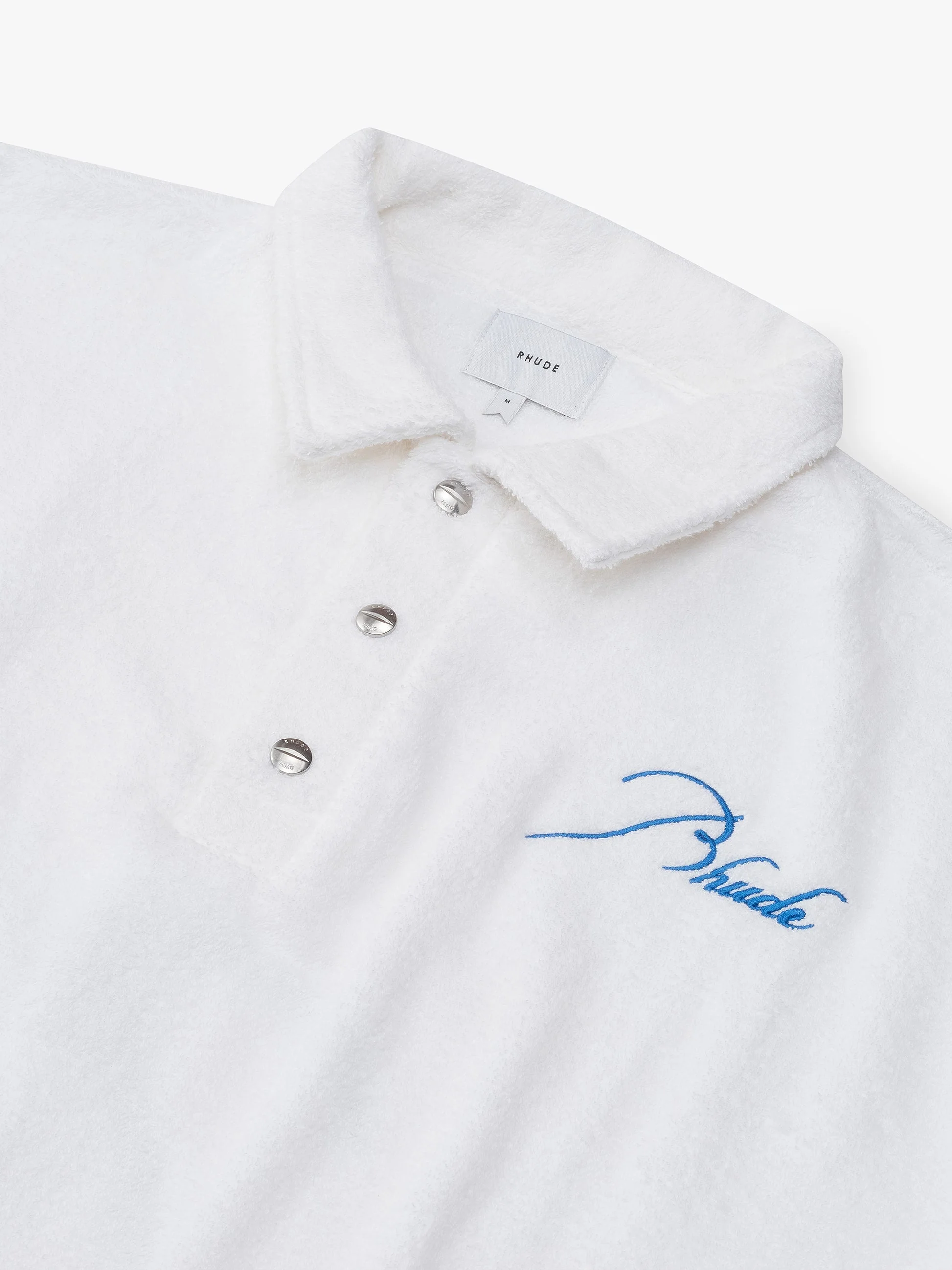 RHUDE MEN'S WHITE TERRY RUGBY SHIRT - Image 3