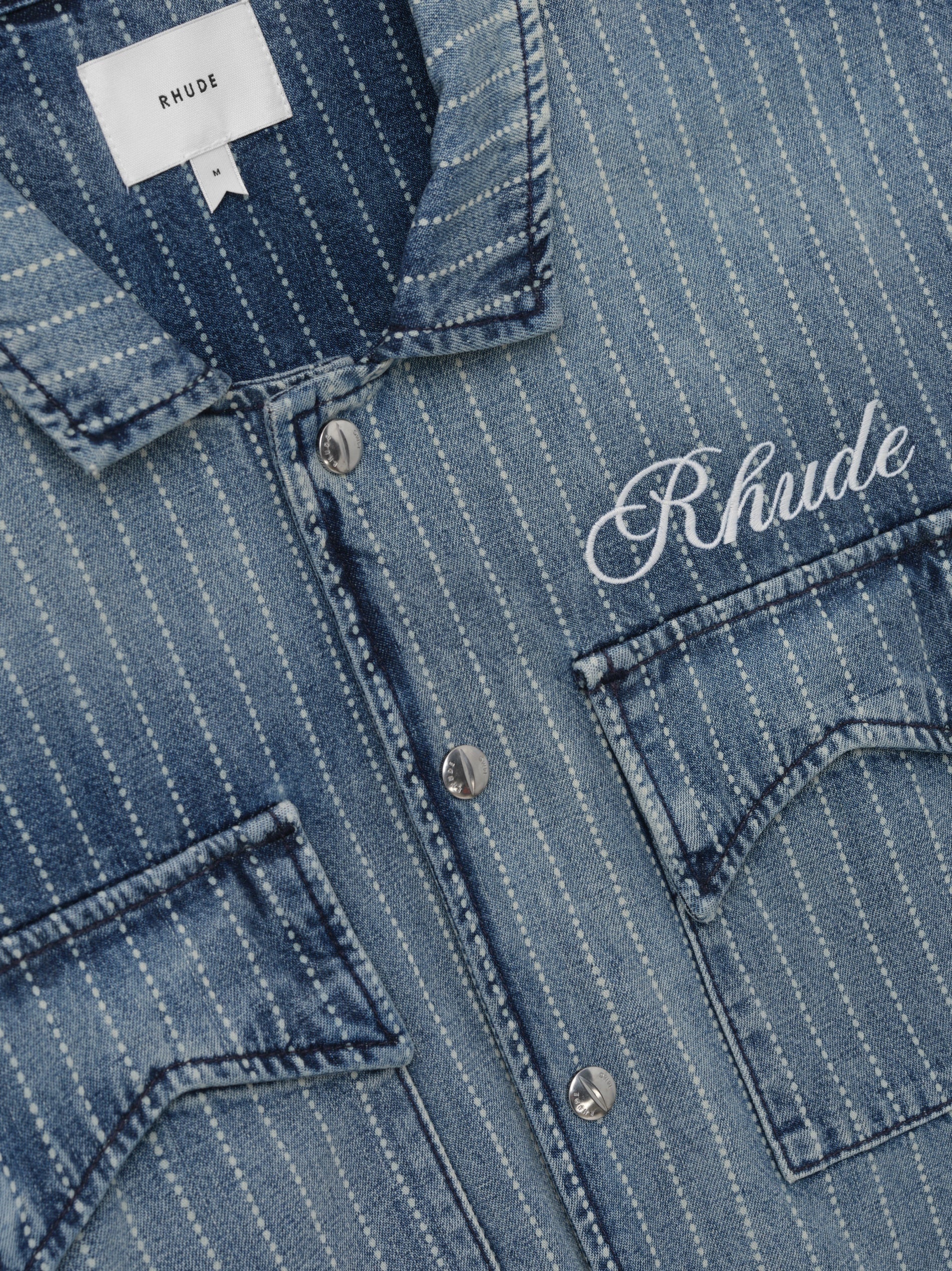 RHUDE MEN'S WABASH DENIM SNAP SHIRT NWT - Image 3