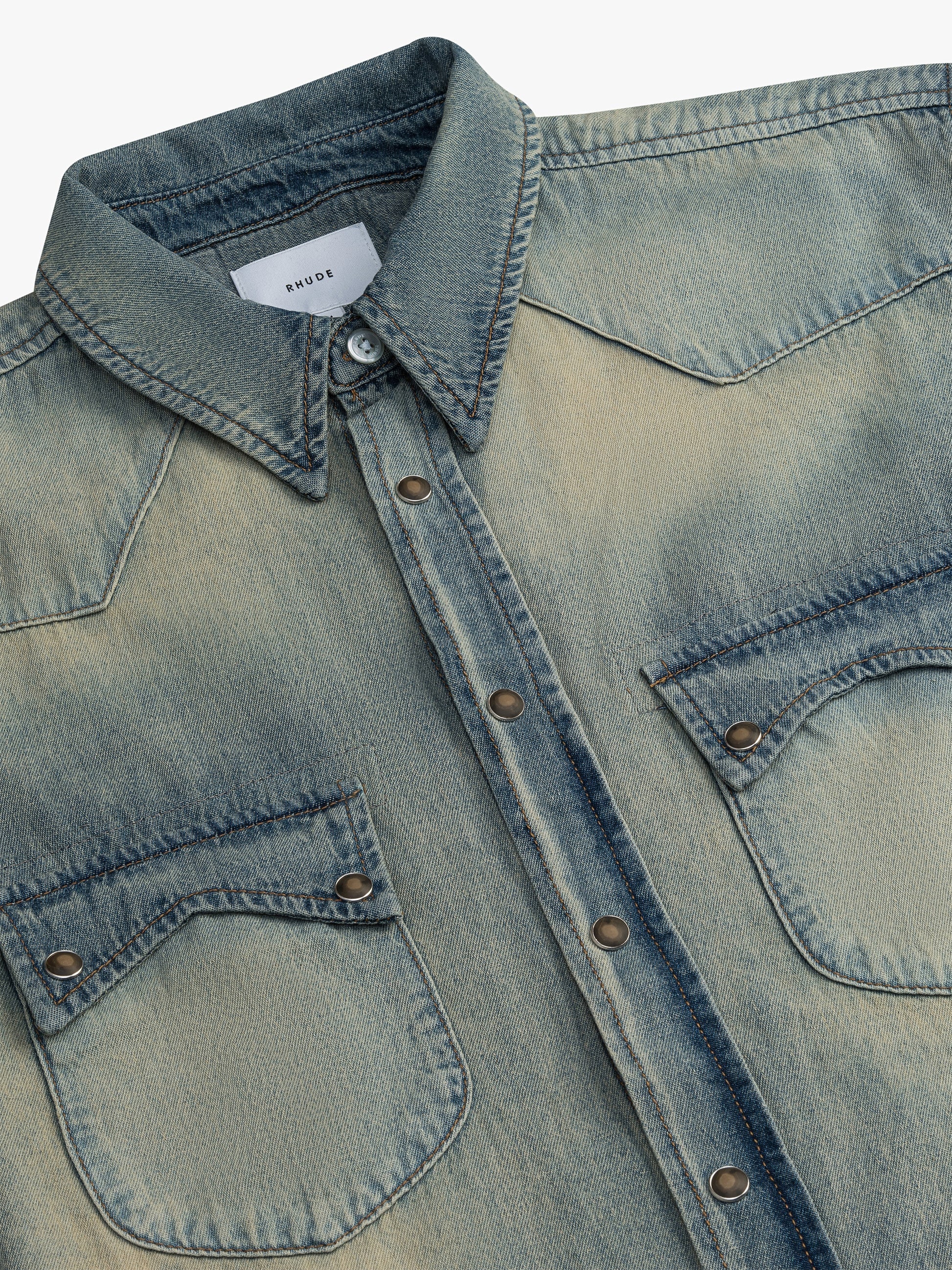 RHUDE MEN'S DARK INDIGO DENIM WESTERN SHIRT - Image 3