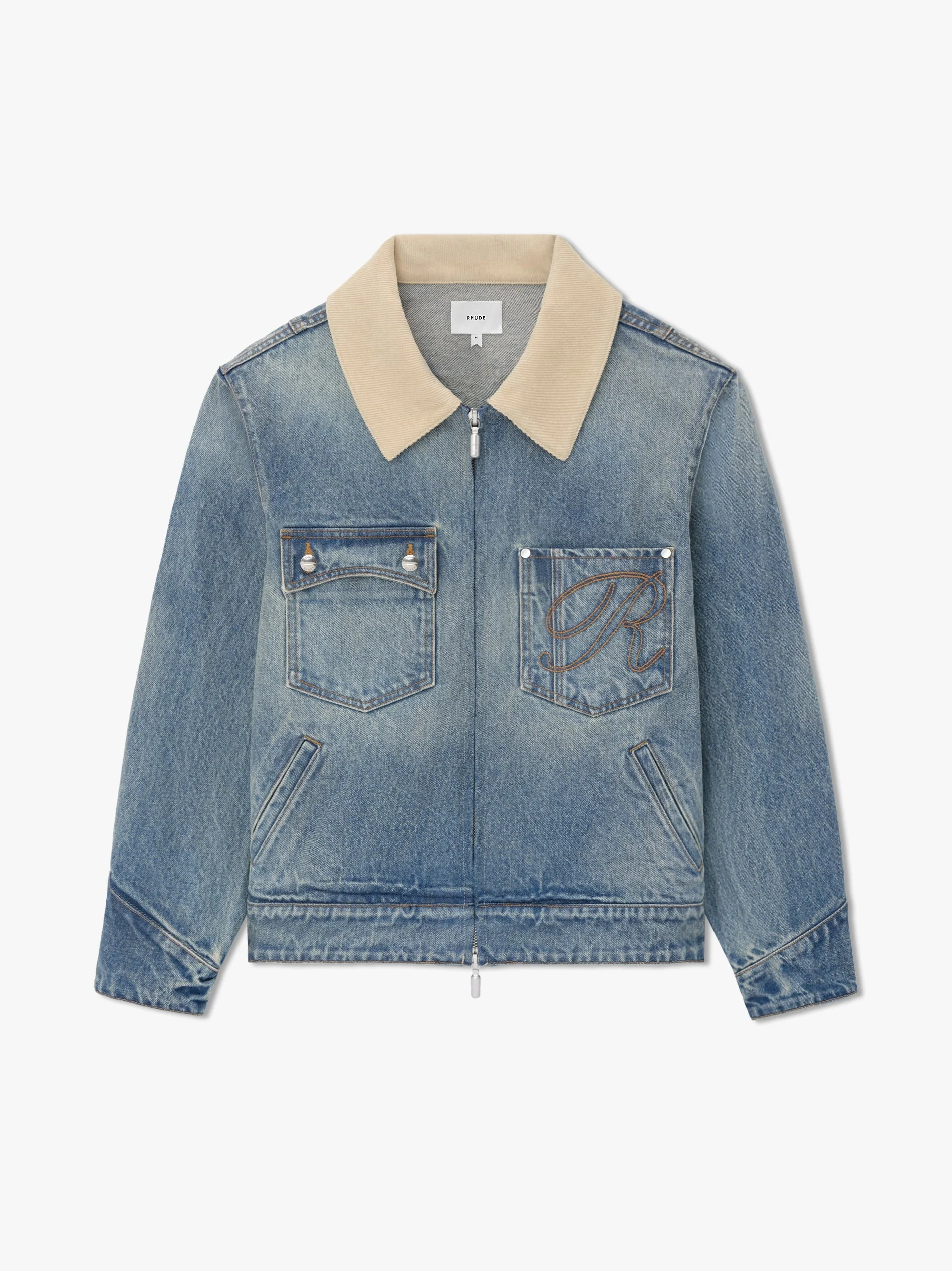 RHUDE MEN'S WESTERN ZIP UP DENIM JACKET NWT