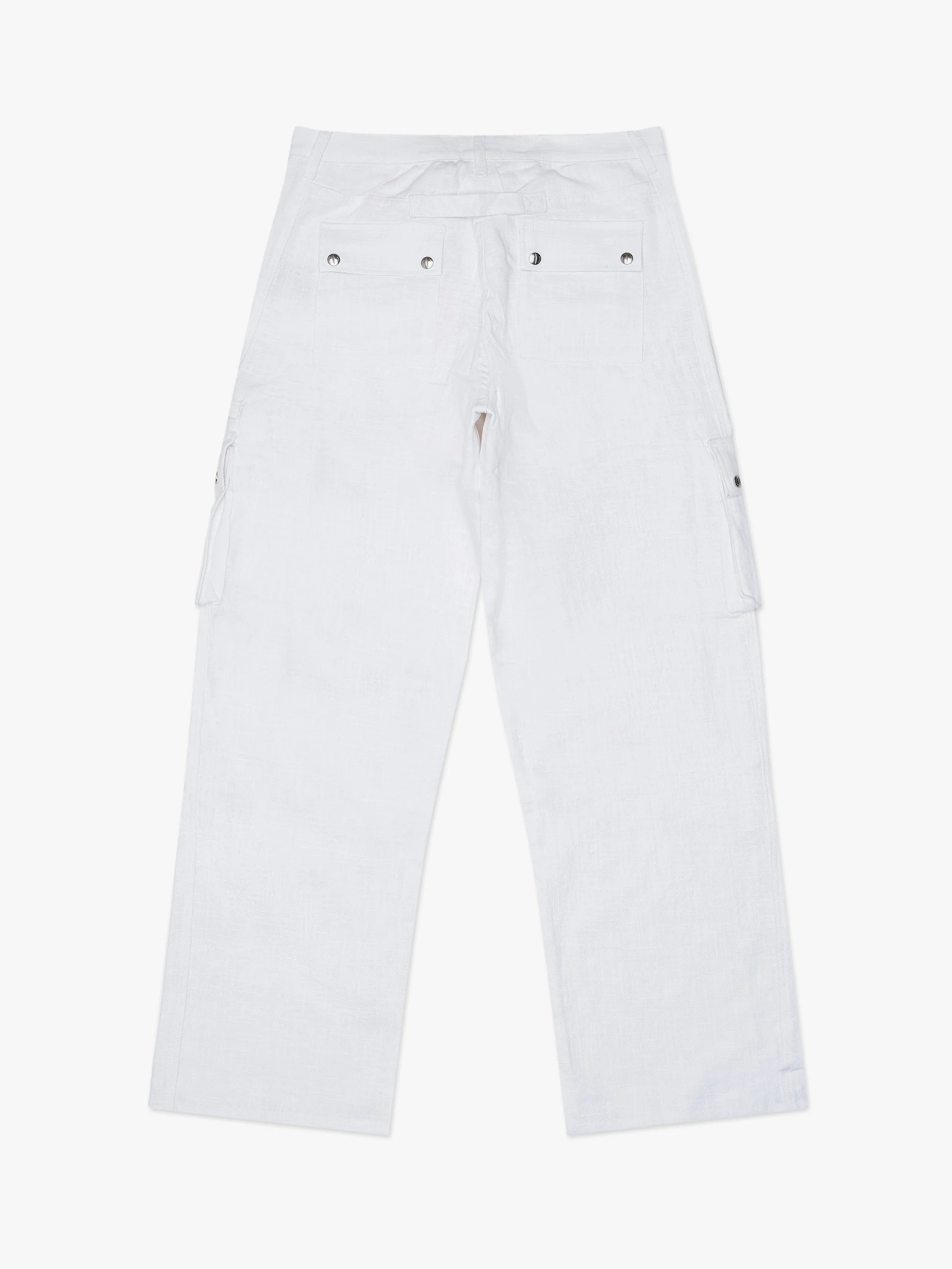 RHUDE MEN'S WHITE LINEN CARGO TROUSERS - Image 2
