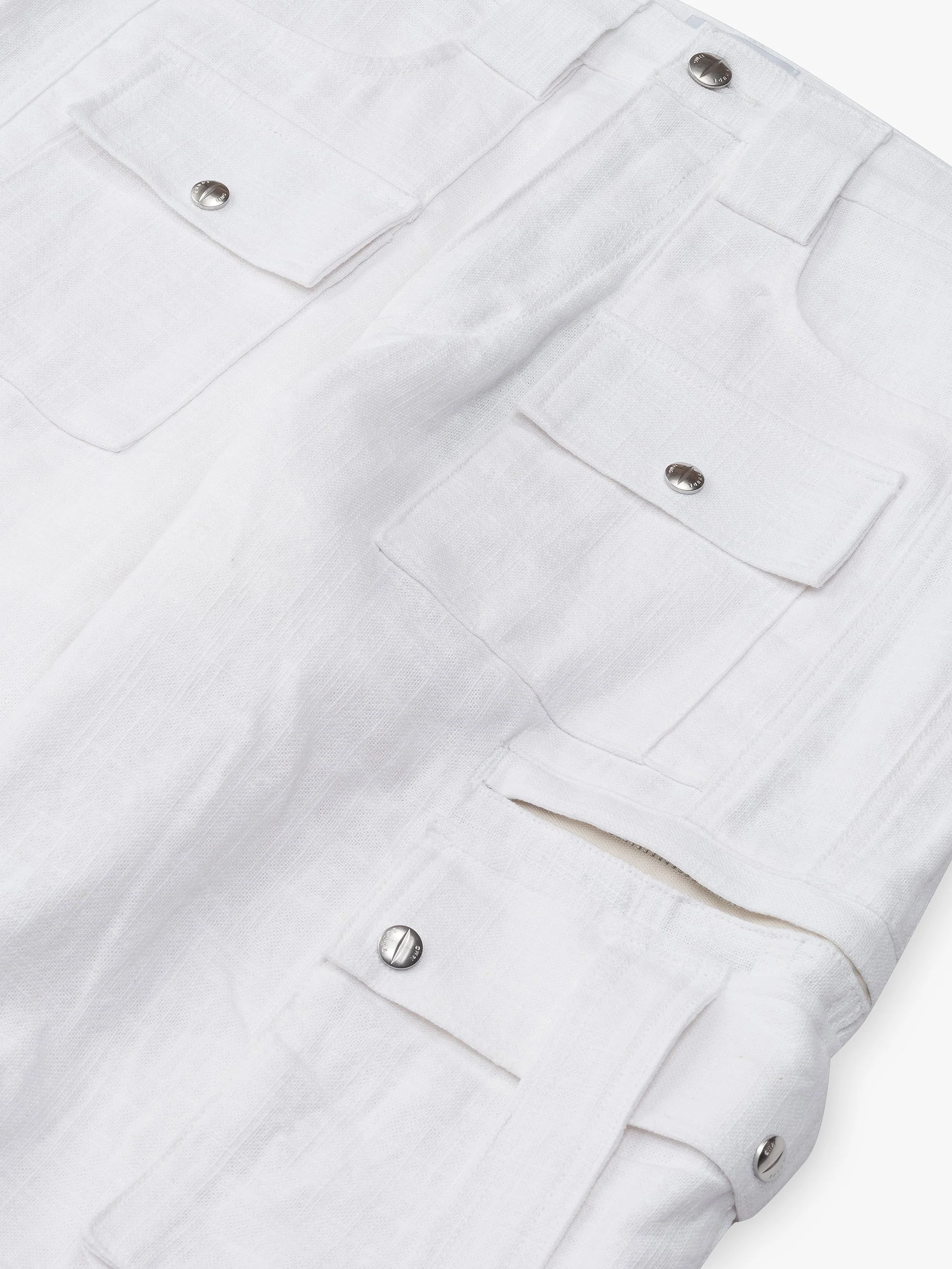 RHUDE MEN'S WHITE LINEN CARGO TROUSERS - Image 3