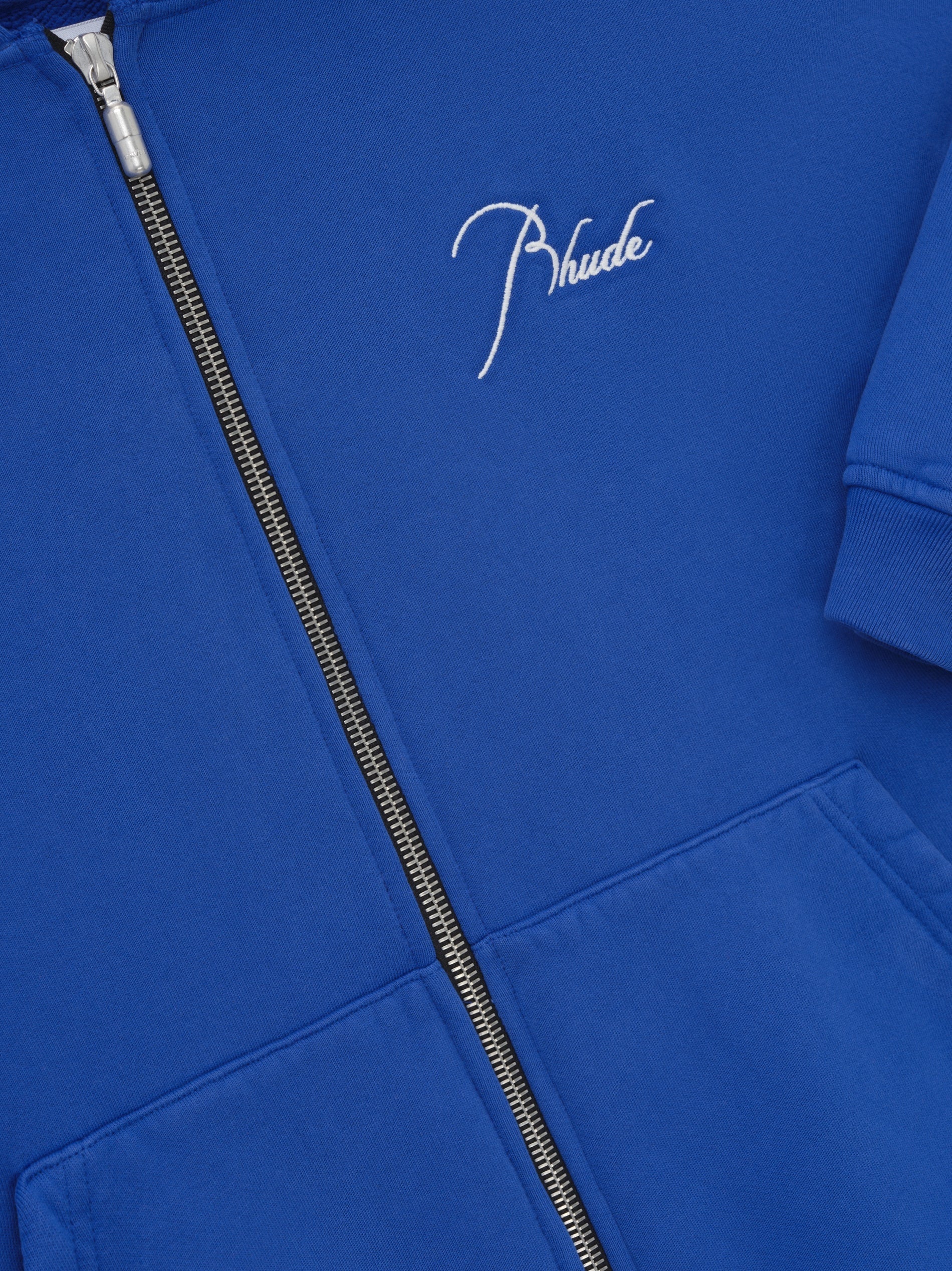 RHUDE MEN'S ZIP UP HOODIE VTG COBALT BLUE NWT - Image 3