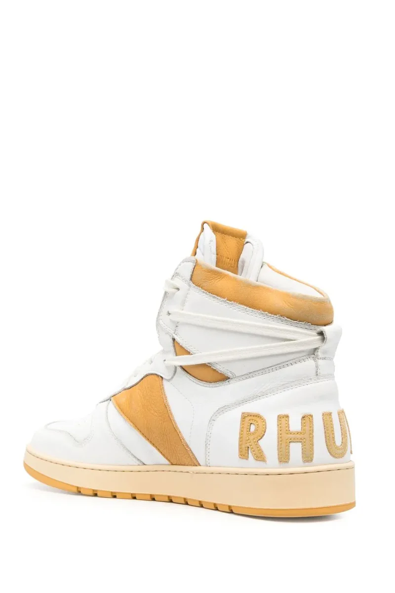 Mens | RHUDE Rhecess-Hi Sneakers White/Orange - Image 3
