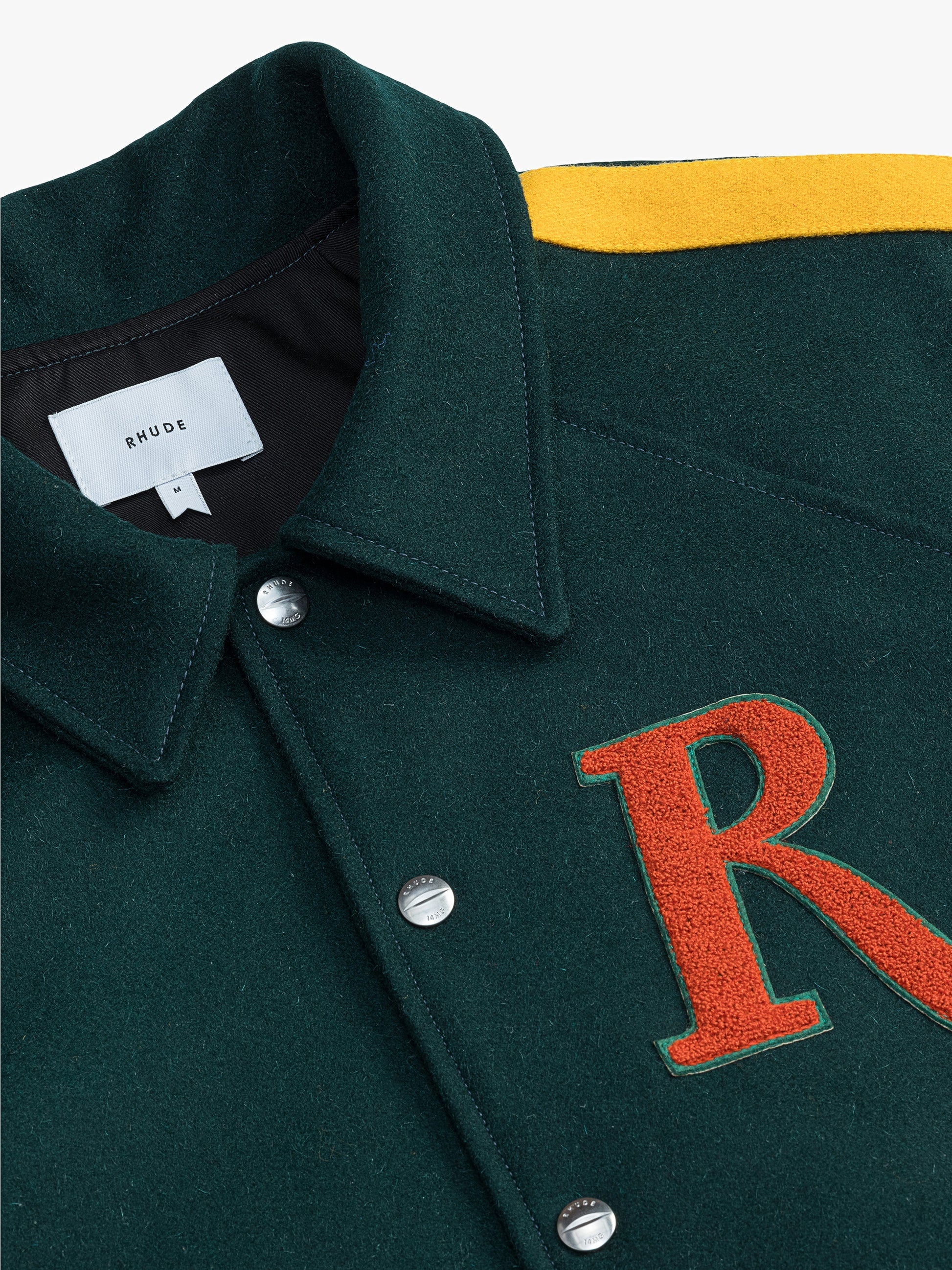 RHUDE UNISEX'S GREEN VARSITY RAGLAN JACKET - Image 3