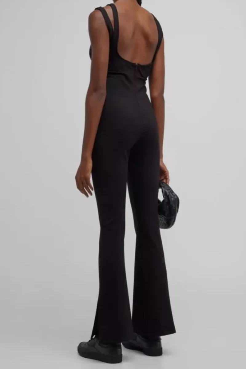 RHUDE Women's Black Valencia Flared Catsuit Jumpsuit - Image 2