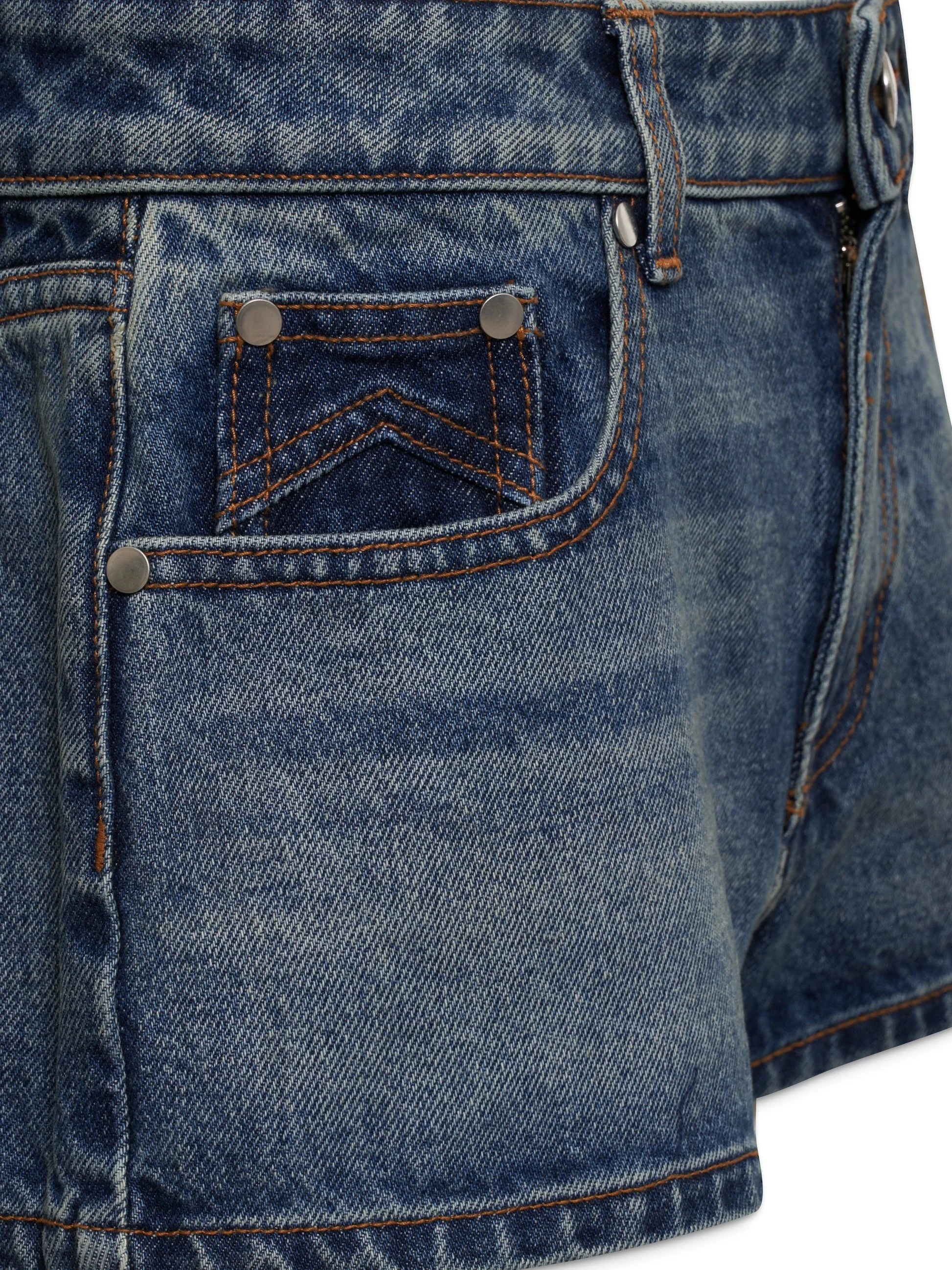 RHUDE WOMEN'S DARK INDIGO LOW-WAIST DENIM SHORTS - Image 3