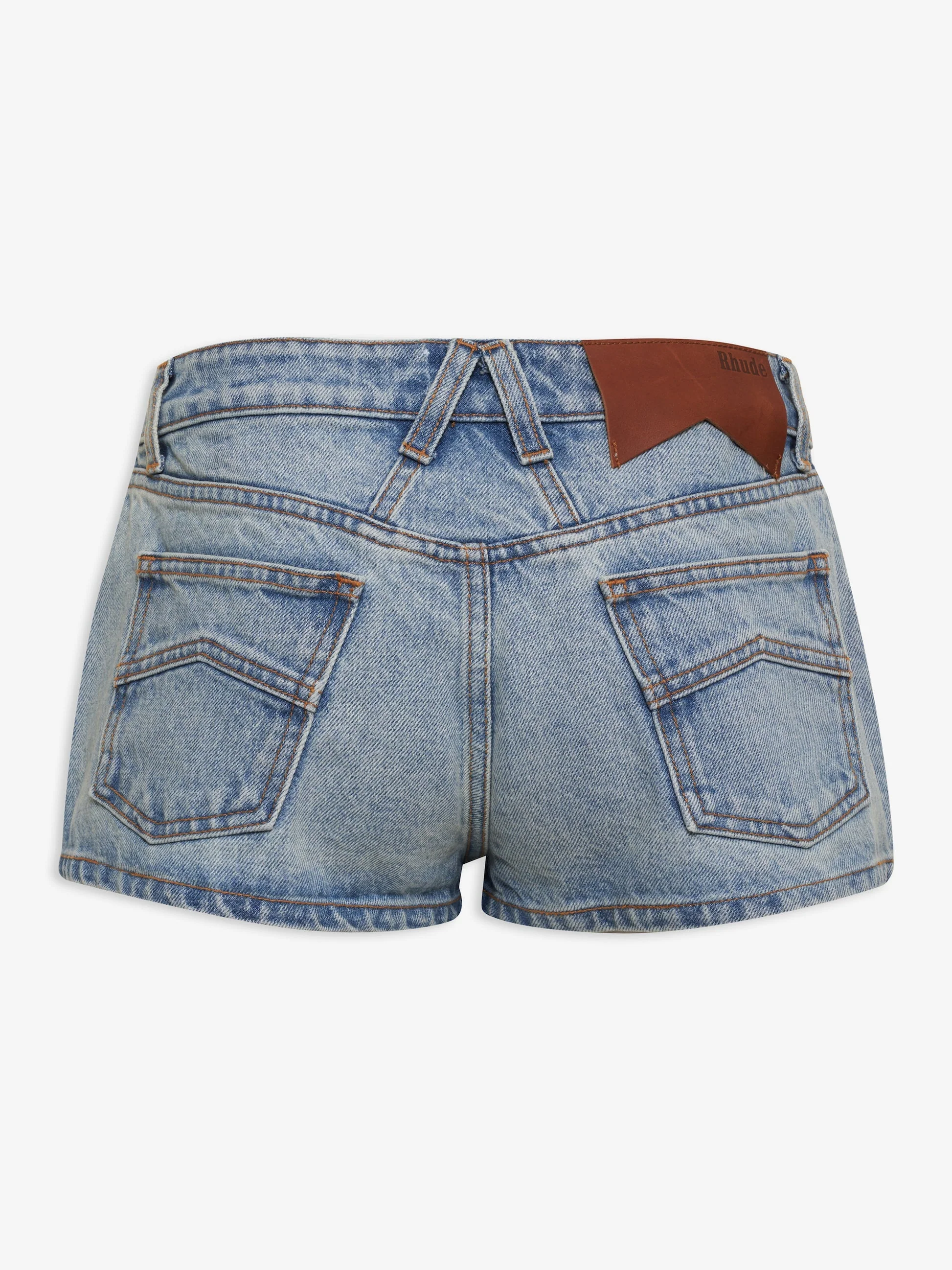 RHUDE WOMEN'S LOW-WAIST DENIM SHORT LIGHT INDIGO NWT - Image 2
