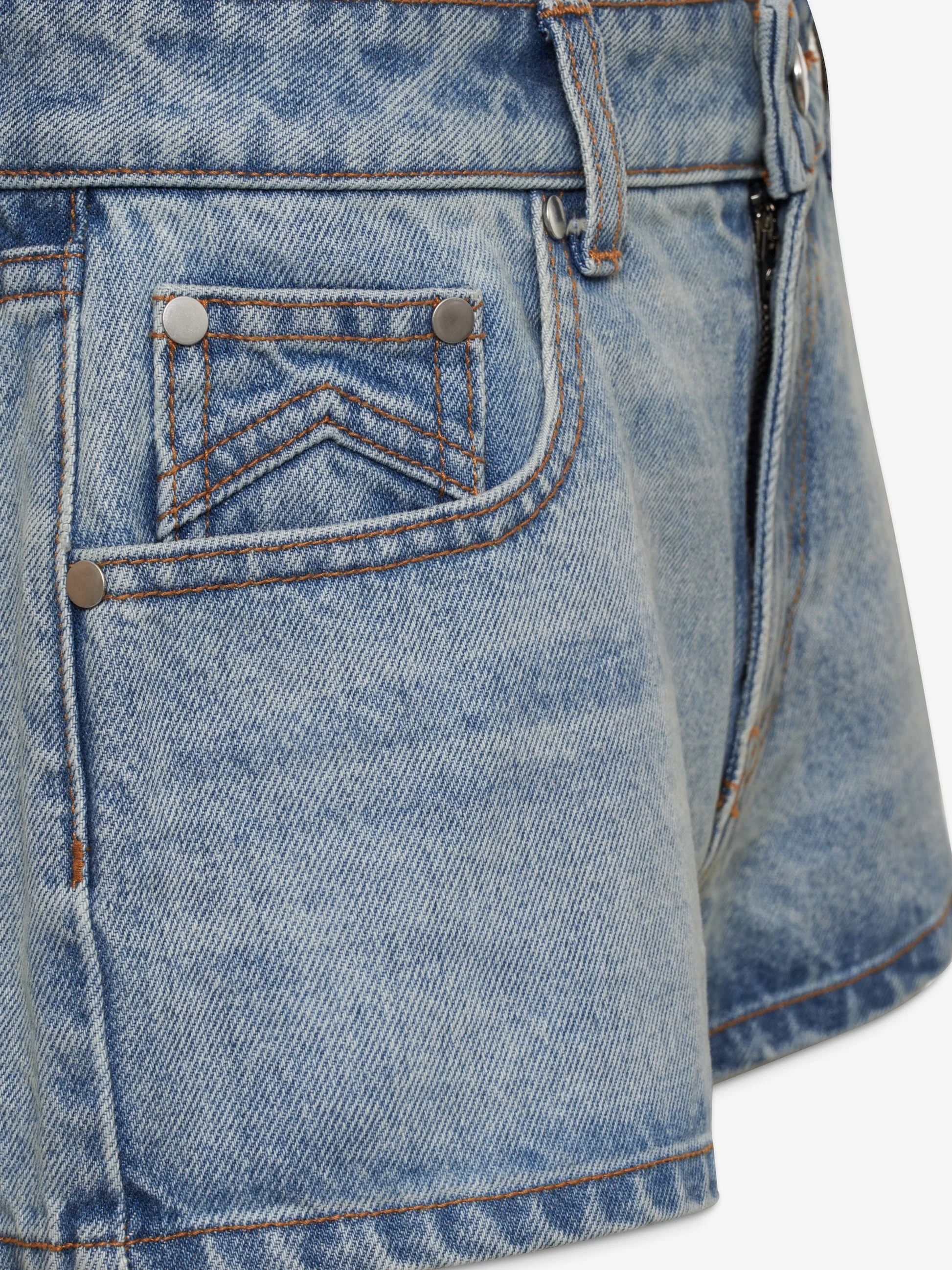 RHUDE WOMEN'S LOW-WAIST DENIM SHORT LIGHT INDIGO NWT - Image 3