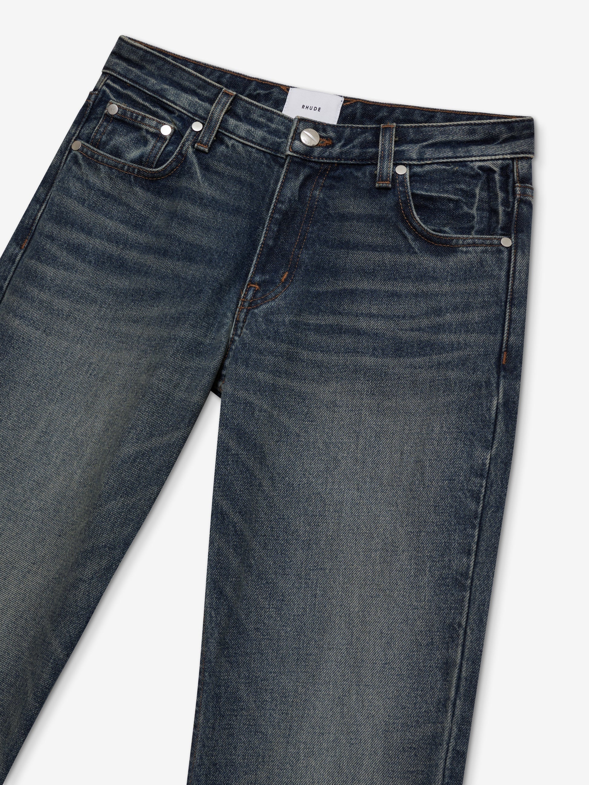 RHUDE WOMEN'S DARK INDIGO LOW-WAIST FLARE JEANS - Image 3