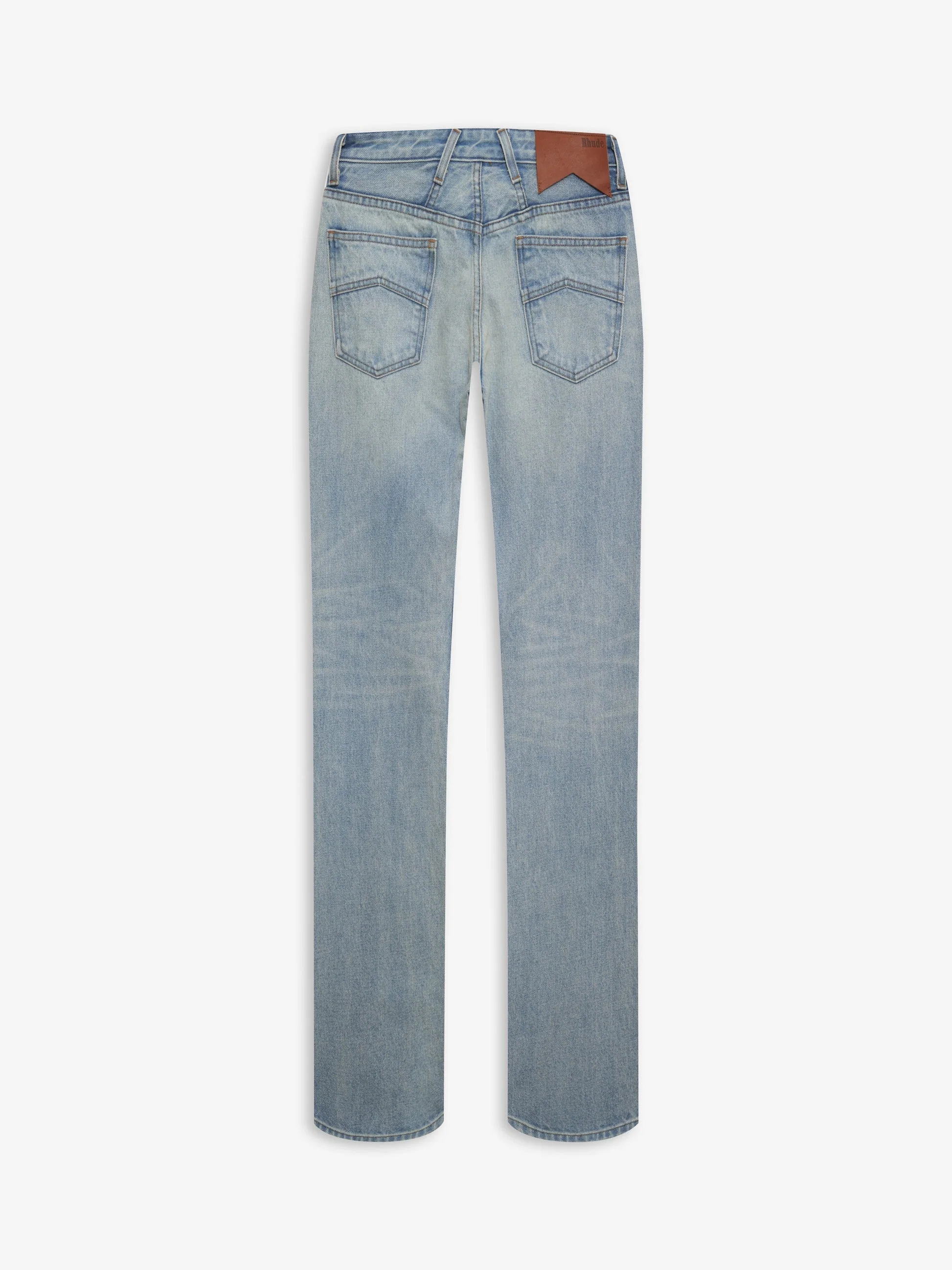 RHUDE WOMEN'S LOW-WAIST FLARE DENIM LIGHT INDIGO NWT - Image 2