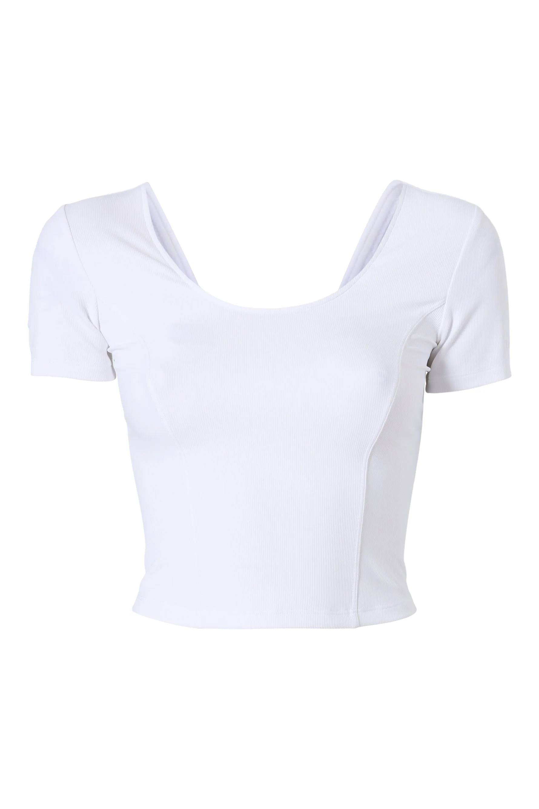 BANDIER Rib Crop Short Sleeve - White Rib BND10203 - Image 7
