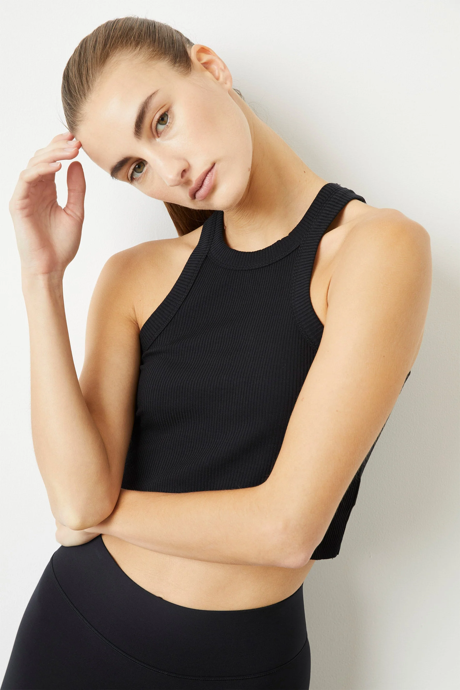 BANDIER Rivington Ribbed Cropped Tank - Black BA0S171NM