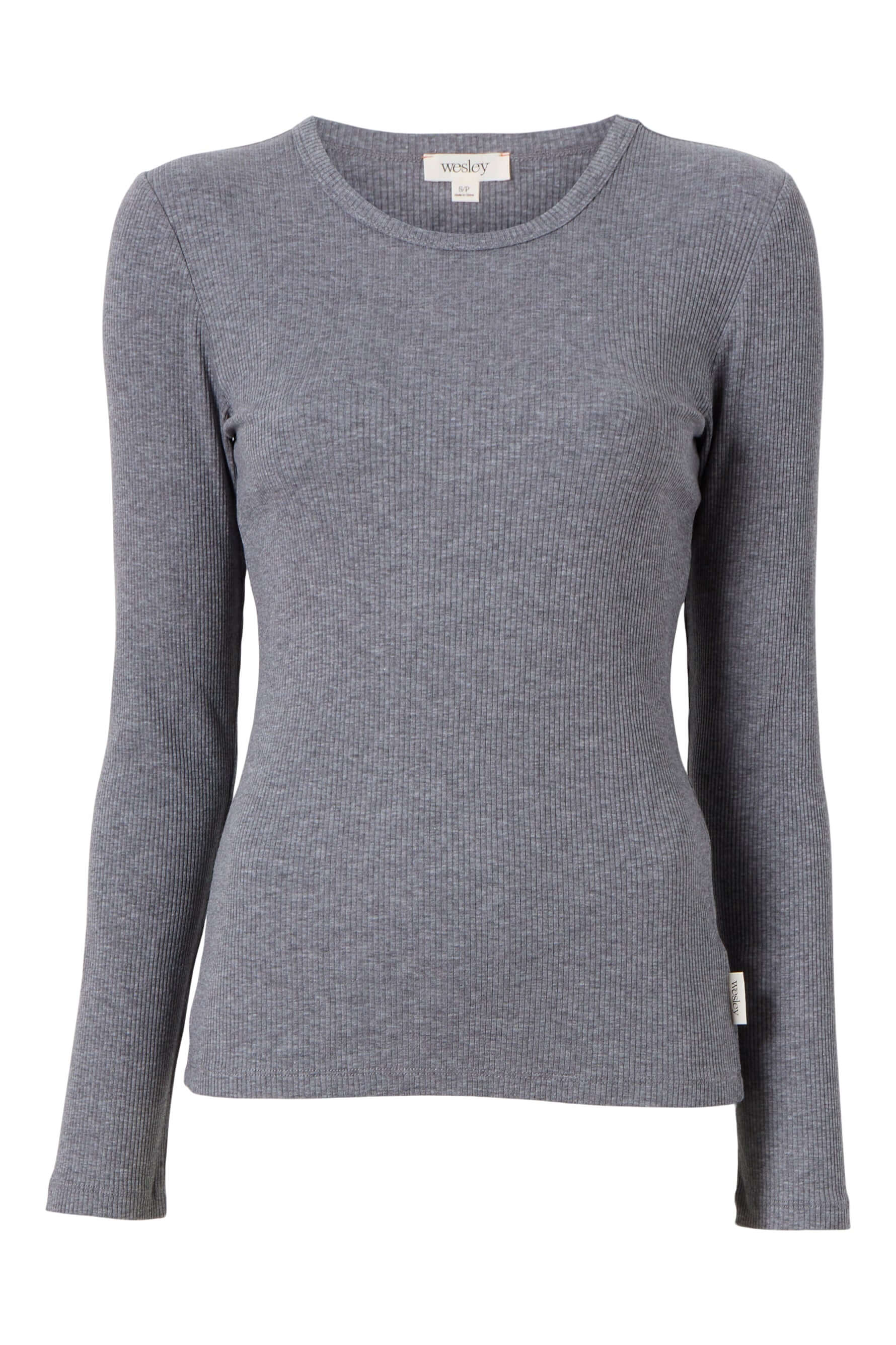 BANDIER Rivington Ribbed Long Sleeve Top - Heather Grey BW202137 - Image 6