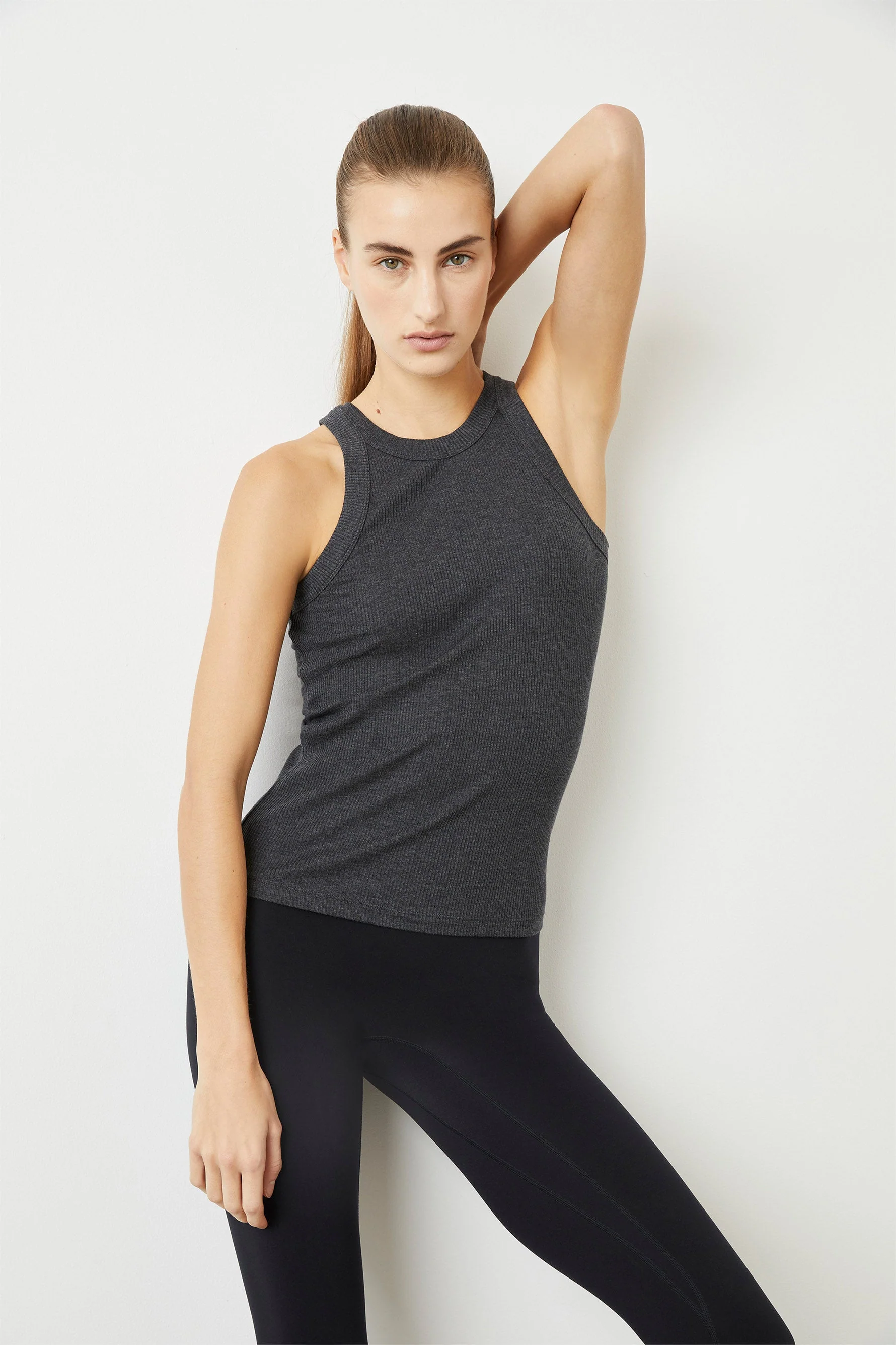 BANDIER Rivington Ribbed Tank - Charcoal Heather BA0S066NM