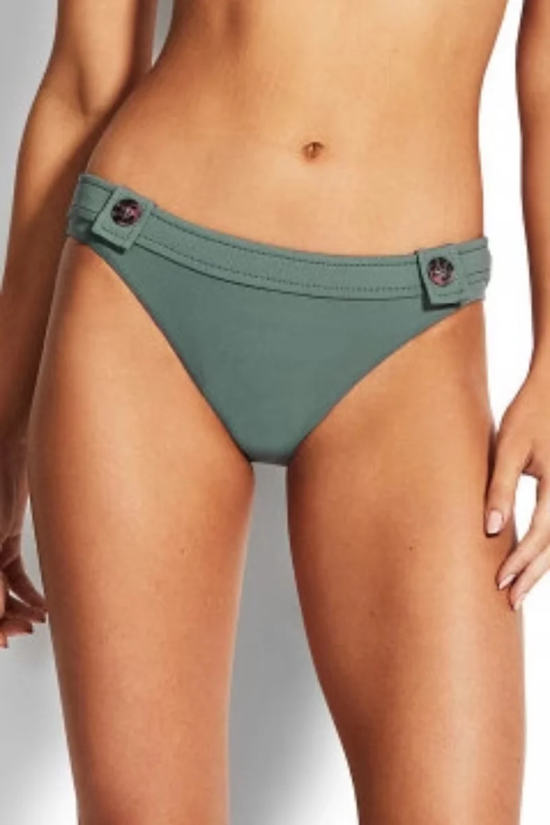 Seafolly Active Hipsterw/Buttons Olive Leaf
