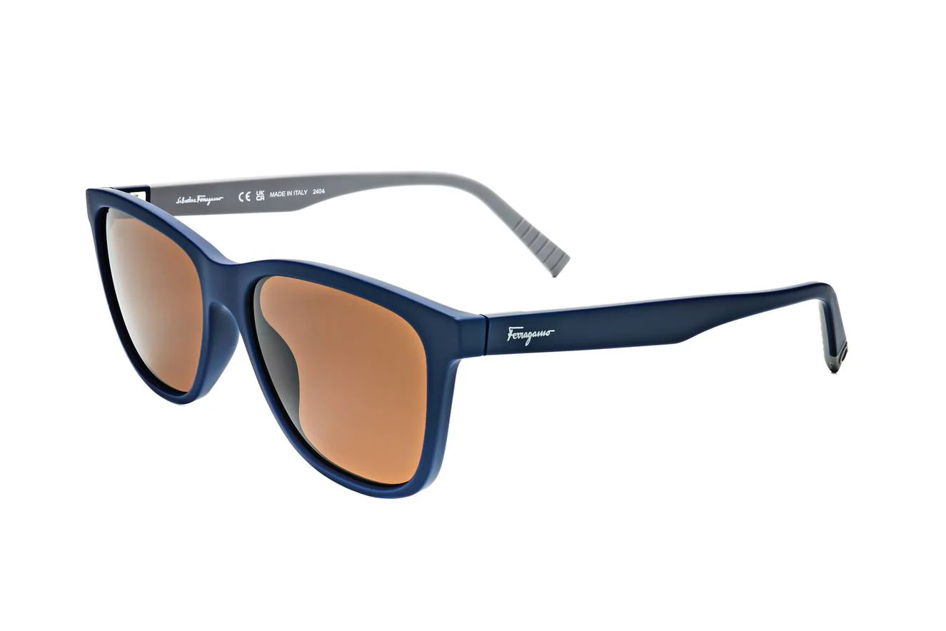 Salvatore Ferragamo Matte Blue Sunglasses Brown Lenses Men’s New SF 998S 002 - Image 2