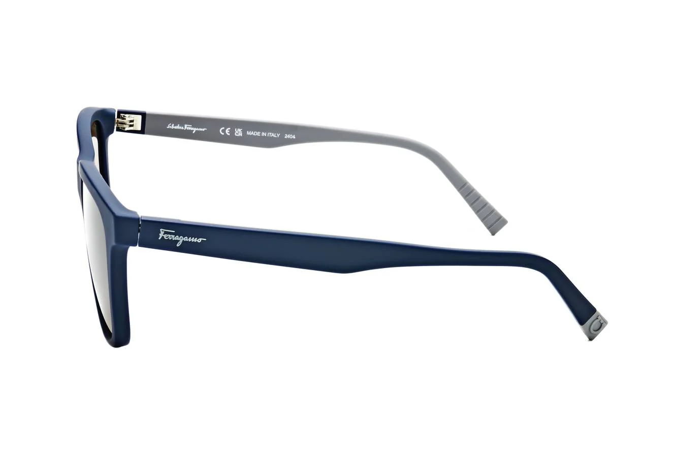 Salvatore Ferragamo Matte Blue Sunglasses Brown Lenses Men’s New SF 998S 002 - Image 3