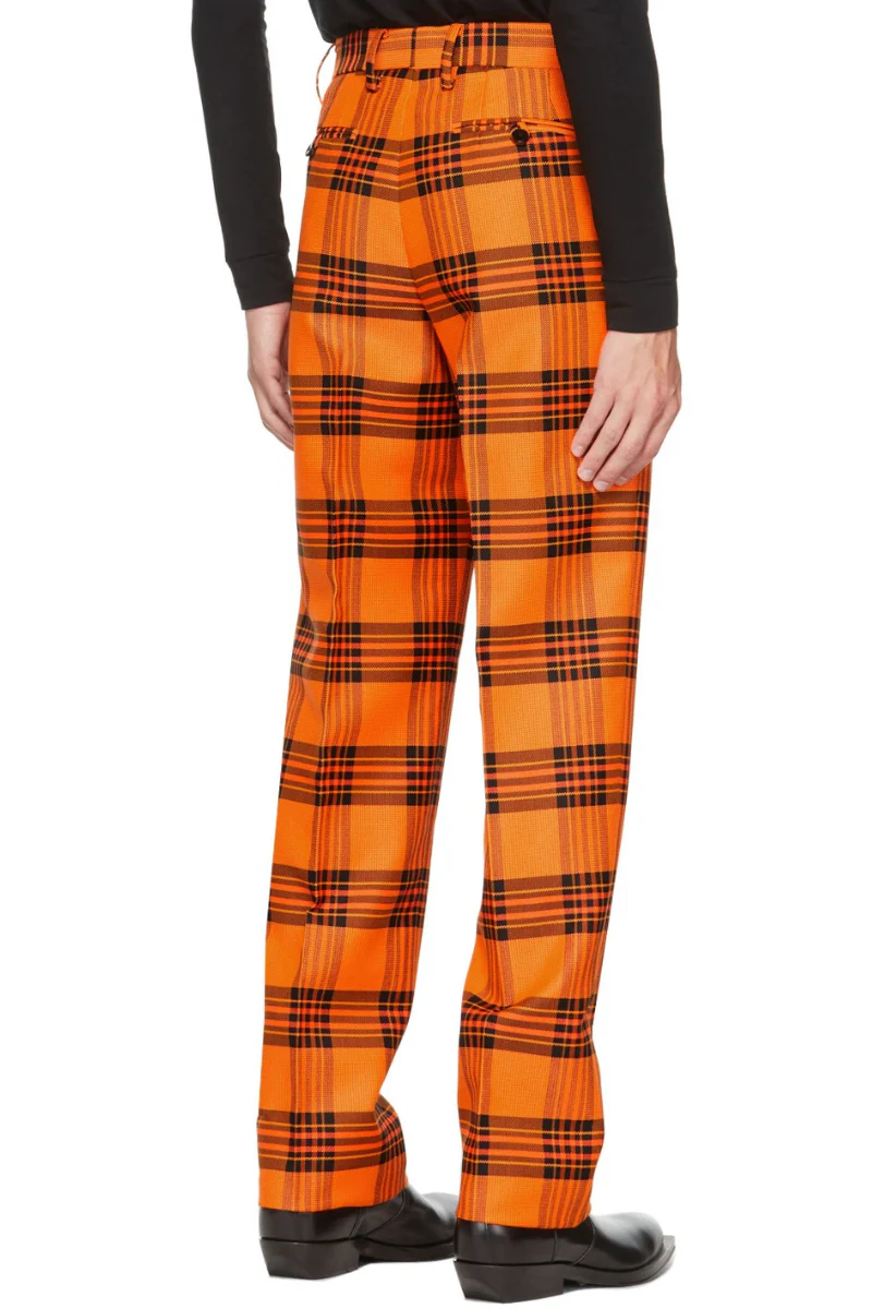 S.R. Studio. La. Ca. Orange & Black Plaid Straight Leg Trousers - Image 3