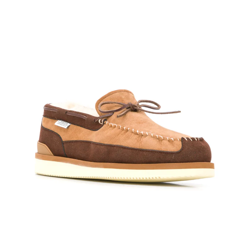 Suicoke Shearling-Lined Panelled Suede Loafer Light Brown - Image 2