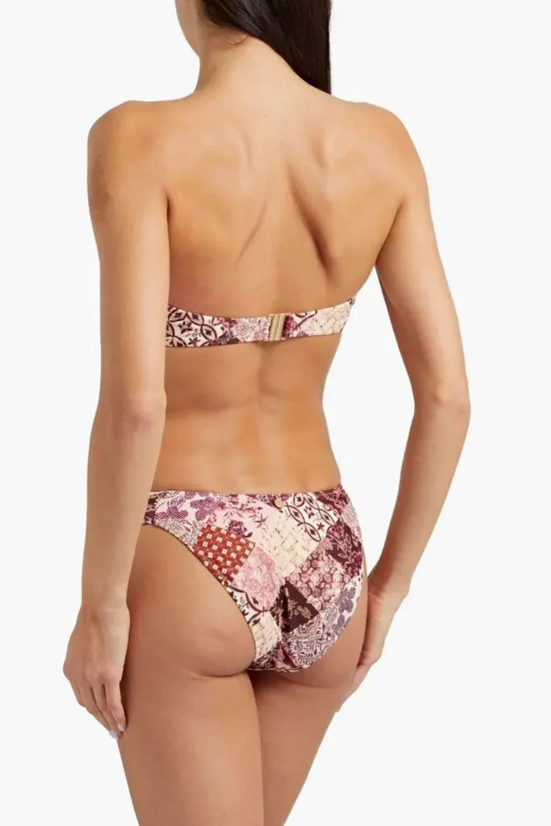 Tigerlily Tiger Patchwork-Effect Printed Low-Rise BikiniBriefs Burgundy - Image 2