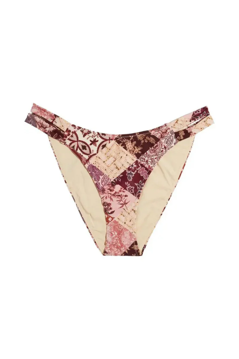 Tigerlily Tiger Patchwork-Effect Printed Low-Rise BikiniBriefs Burgundy - Image 3