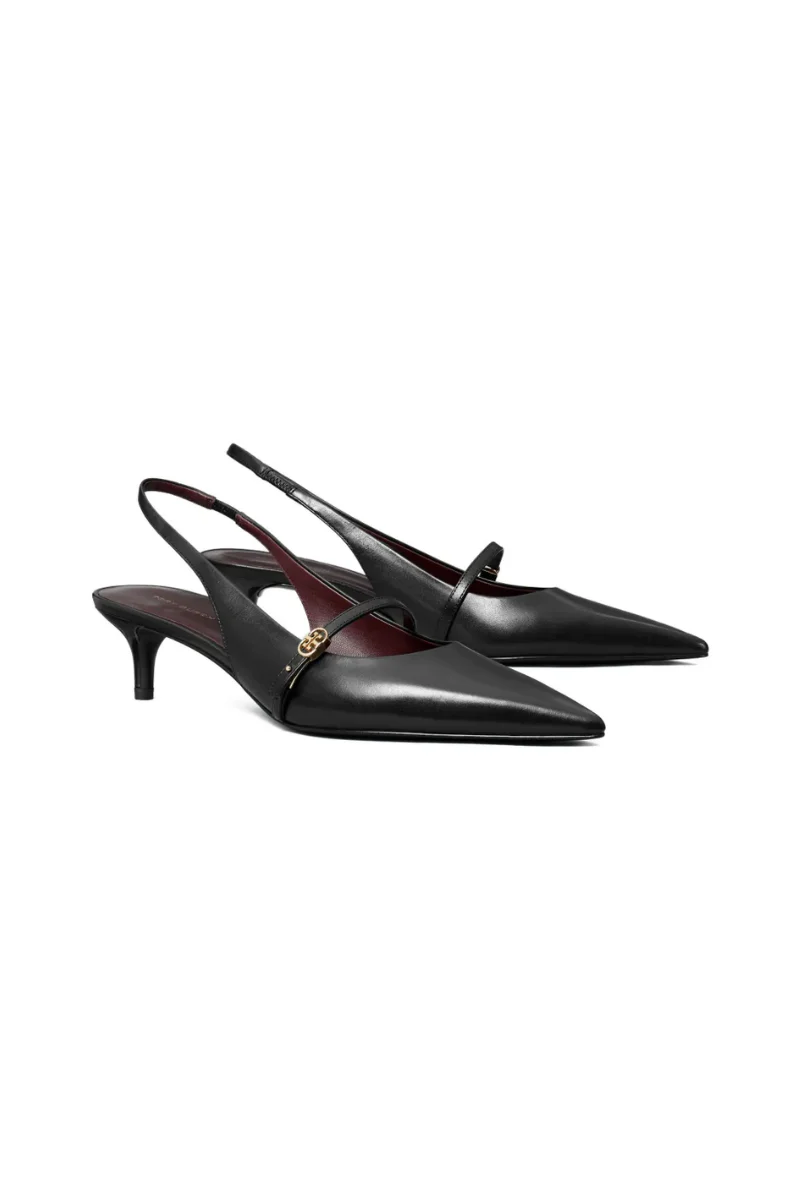 Tory Burch Double T Buckle Mary Jane Slingbacks in Black Leather - Image 2