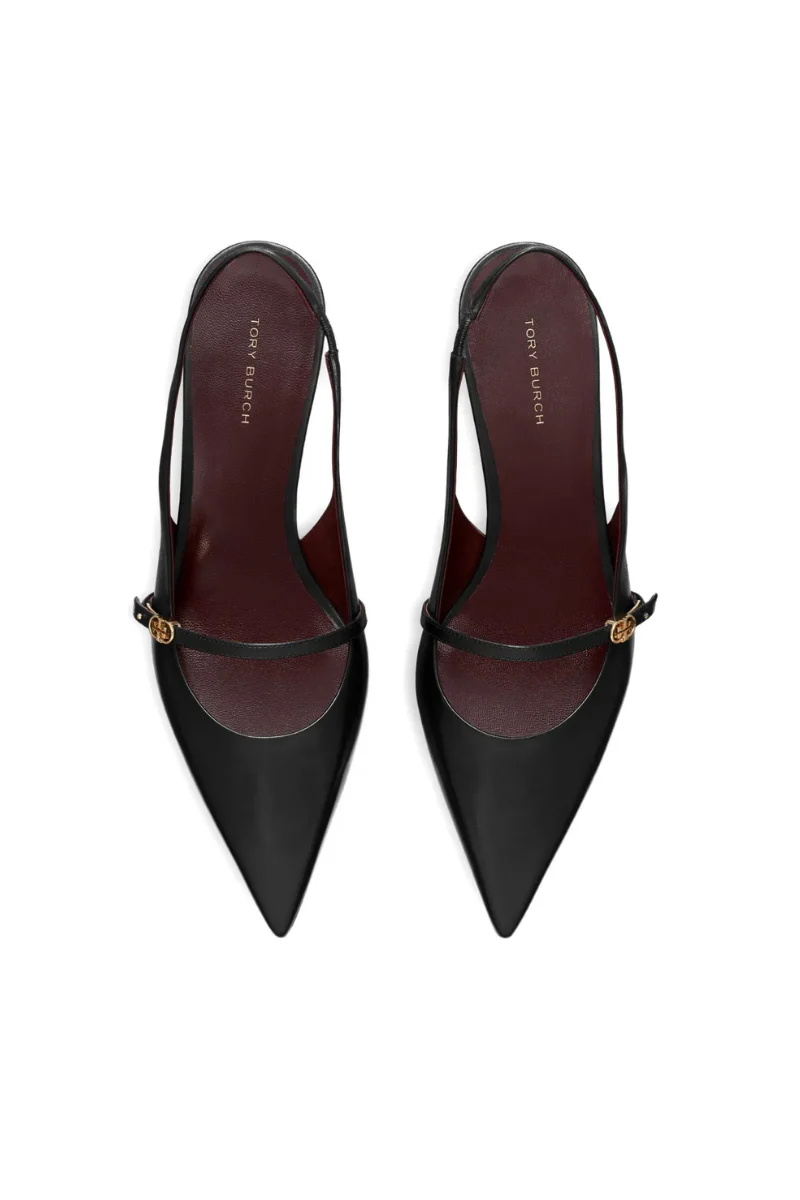 Tory Burch Double T Buckle Mary Jane Slingbacks in Black Leather - Image 3