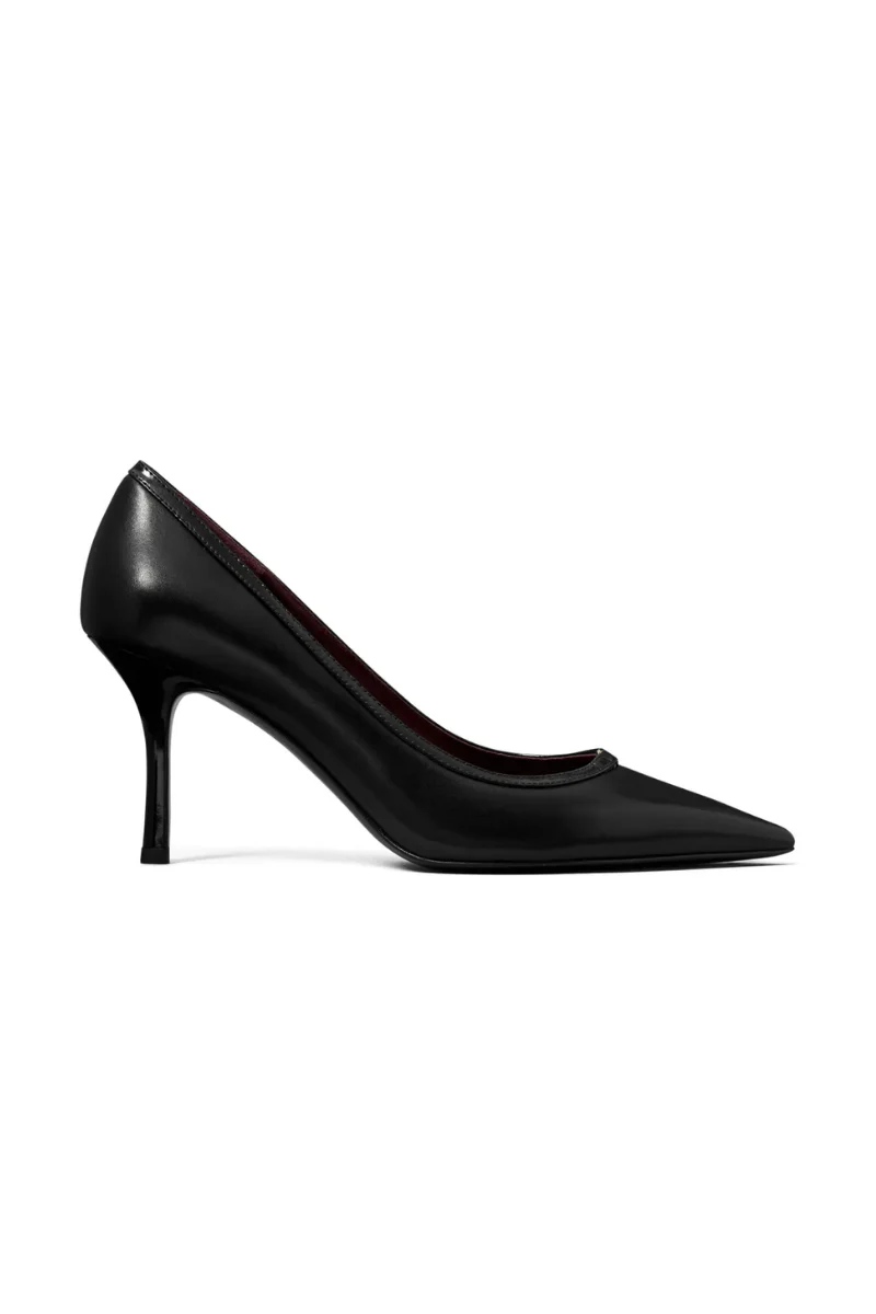 Tory Burch Double T Buckle Pumps 80mm in Black Leather
