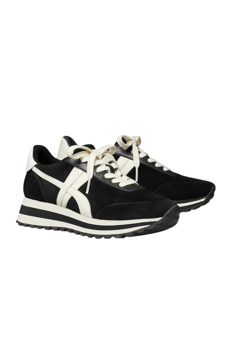 Tory Burch Hank Wedge Runner
Black/New Ivory/Titanium White 181006-077 - Image 2