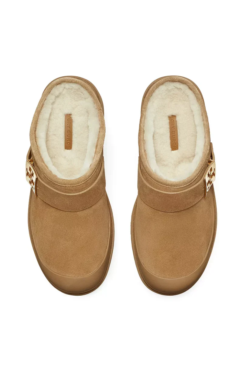Tory Burch Mellow Shearling Platform Clogs in Chestnut Suede - Image 2