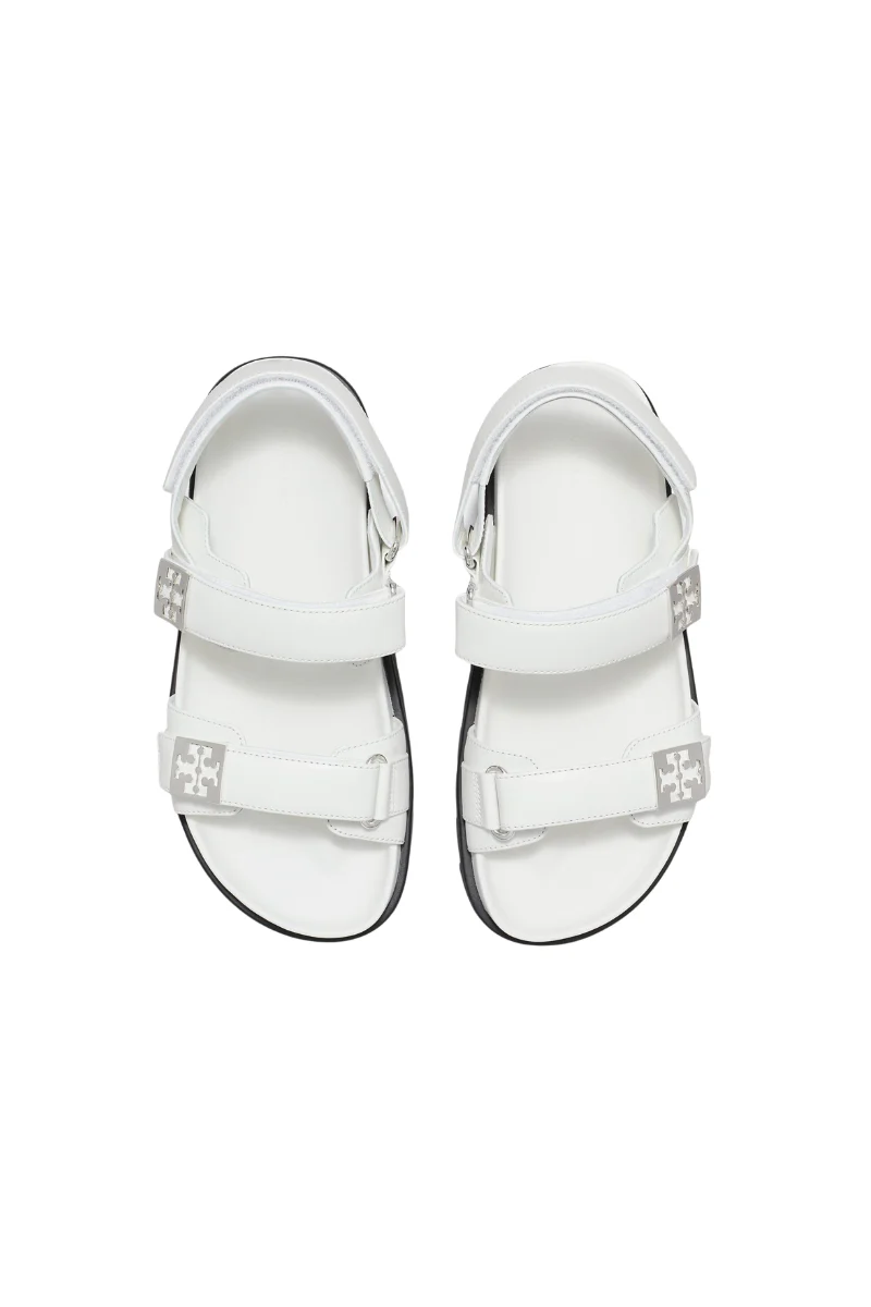 Tory Burch Mellow Sport Sandal Calf Leather Bianco Silver - Image 3