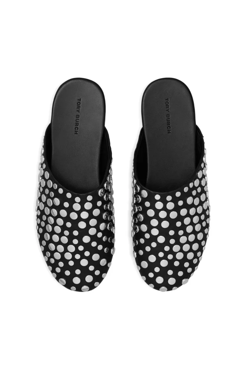 Tory Burch Studded Leather Mules in Black - Image 2