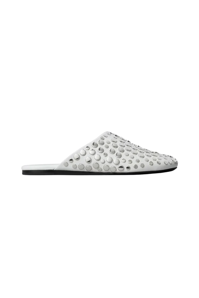 Tory Burch Studded Leather Mules in Cloud