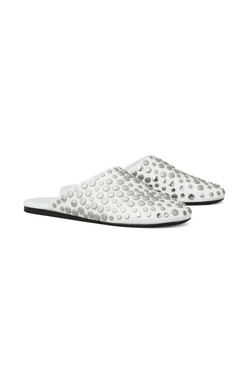 Tory Burch Studded Leather Mules in Cloud - Image 2