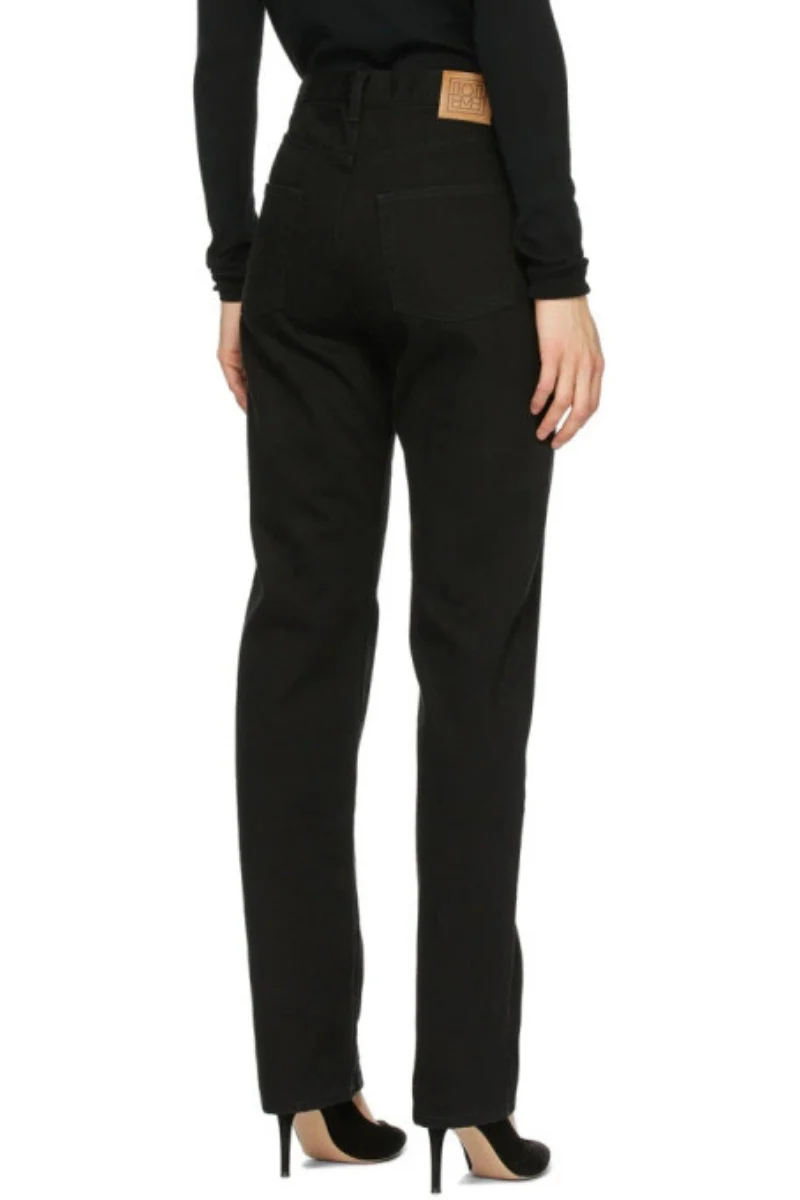 Toteme Black Loose Fit Medium Waist Full Length Jeans - Image 3