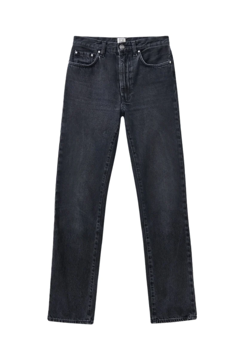 Toteme Straight Fit High Waist Black Regular Length Jeans