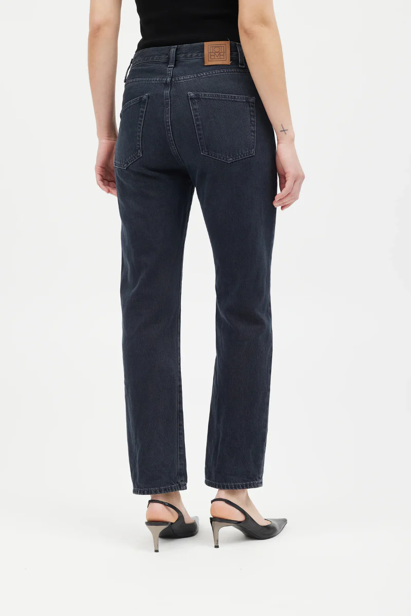 Toteme Straight Fit High Waist Black Regular Length Jeans - Image 3