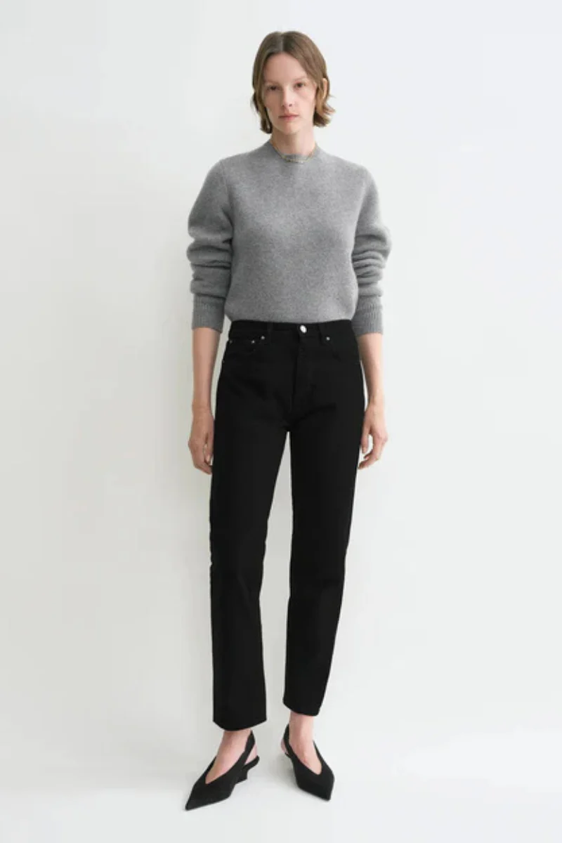 Toteme Vintage Fit Twisted Seam Denim Pants in Black
