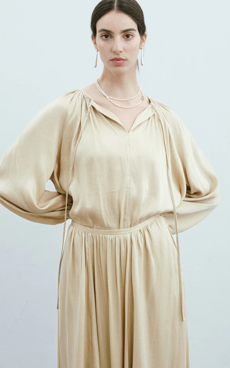 V-Neck Pleated Shirt - Image 2