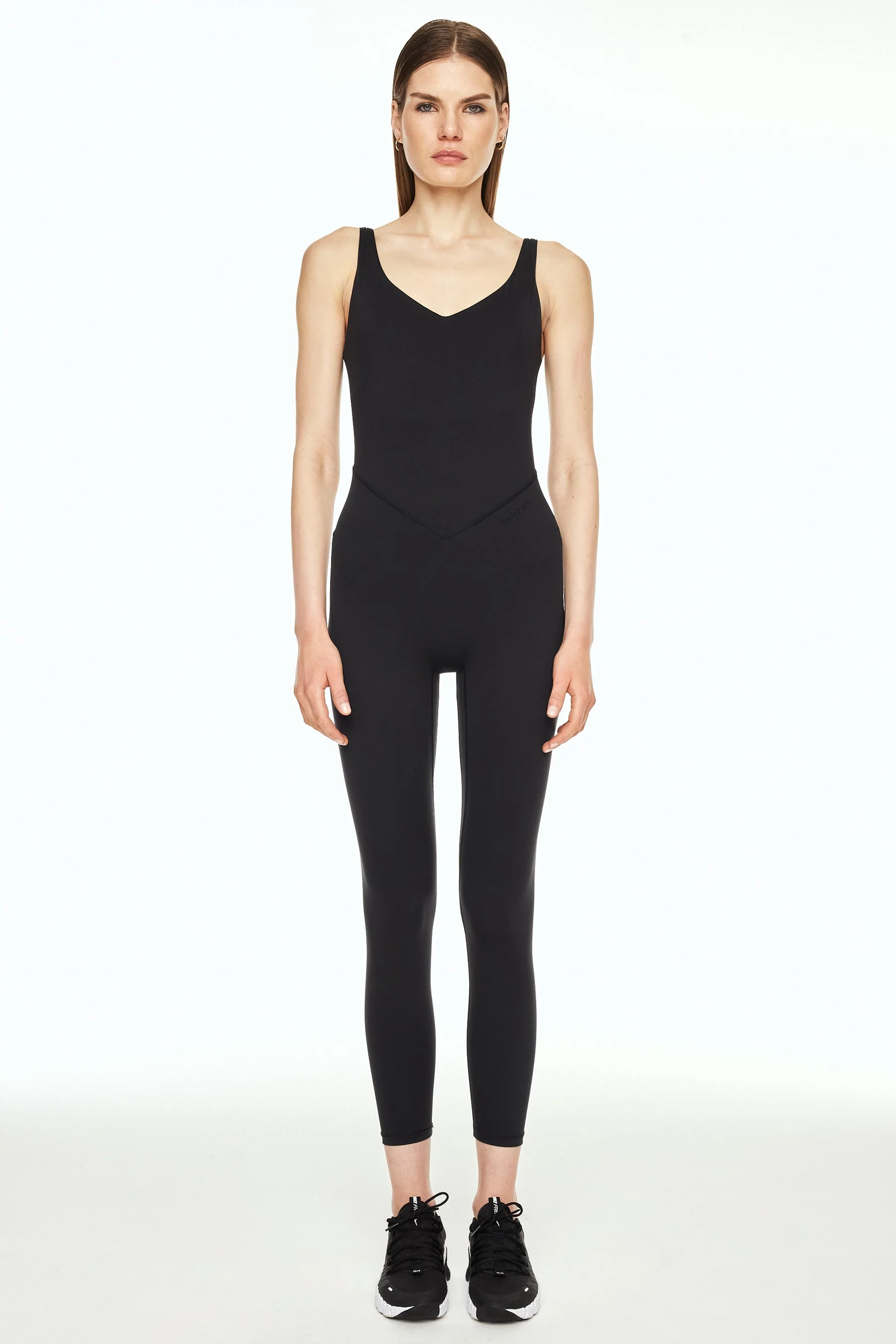 BANDIER V-Neck Tempo Full Length Catsuit - Black BND10140