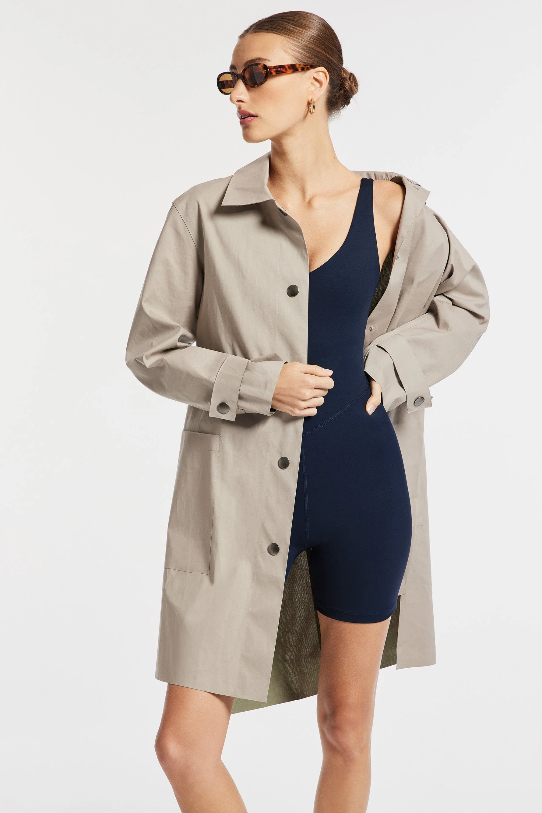 BANDIER V-Neck Tempo Short Catsuit - Navy Blazer BND10193 - Image 3