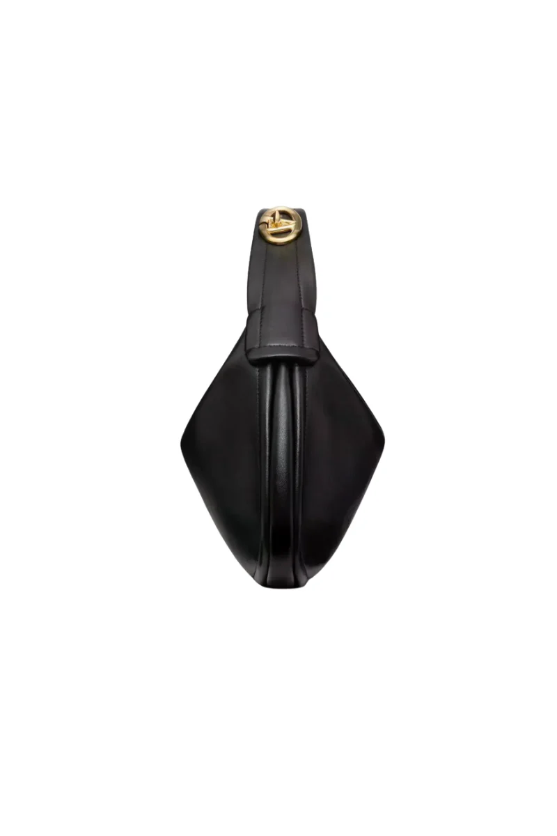 Valentino Garavani Ruffle Hobo Leather Bag In Black - Image 3