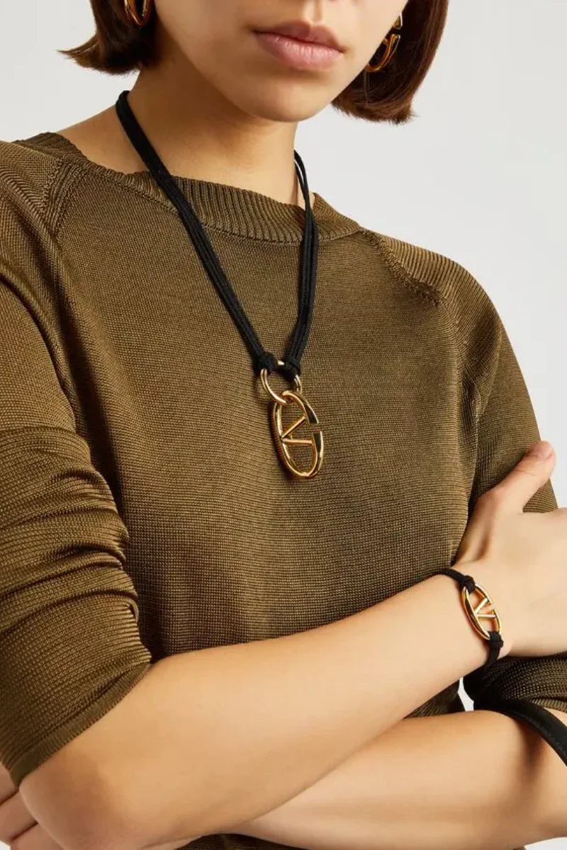 Valentino Garavani
Vlogo Rope Necklace In Black - Image 3