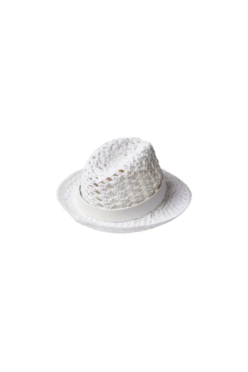 Valentino Garavani Vlogo Signature Woven Hat In Bianco - Image 3