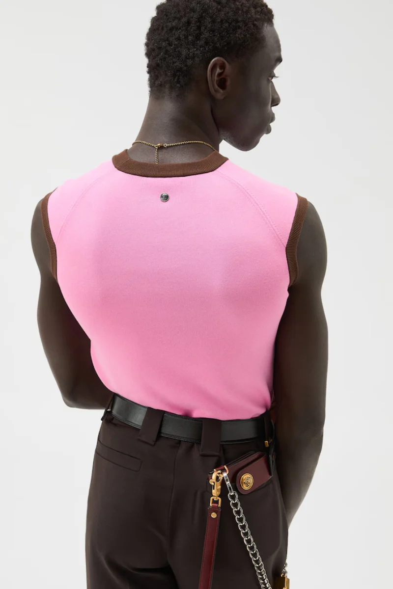 Versace Cotton Knit Top Pink - Image 3