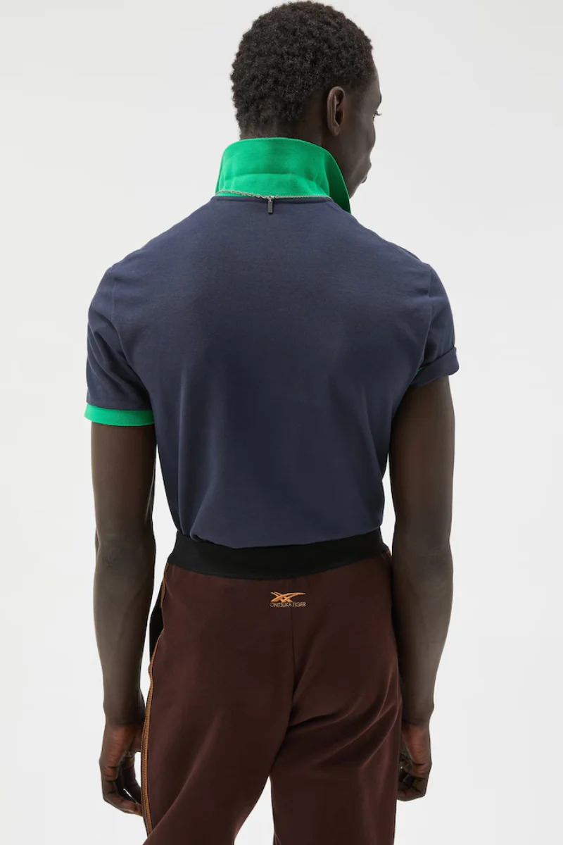 Versace Logo Embroidered Pique Polo Shirt-Green - Image 3