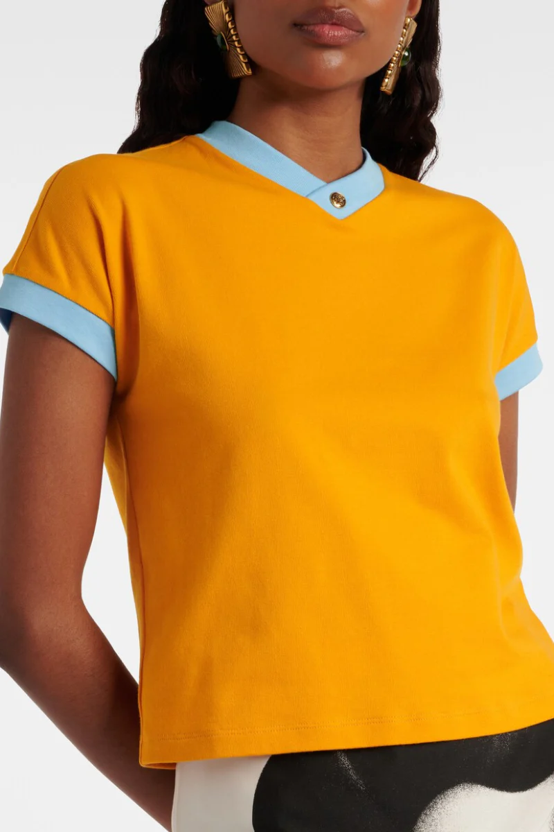 Versace Stretch Cotton-Jersey T-Shirt-Yellow - Image 2