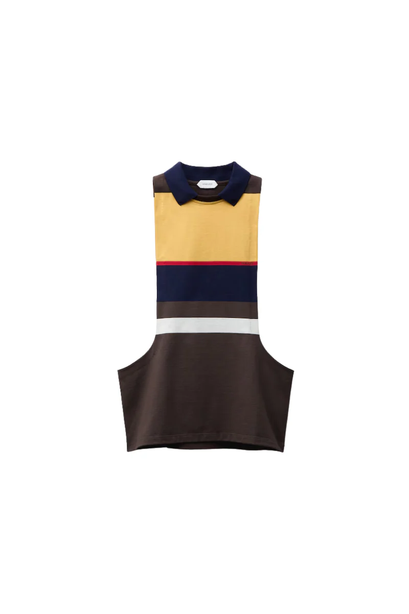 Versace Striped Cotton-Jersey Tank Top-Yellow